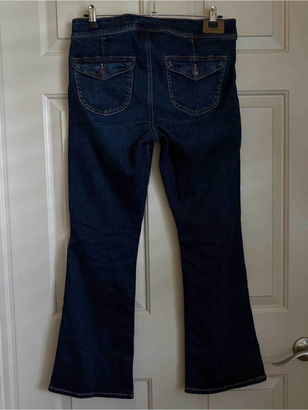 AR Dark Wash Bootcut Kick Flare Stretch Jeans Retro Y2K Indie Sleaze10 Short - Picture 6 of 13